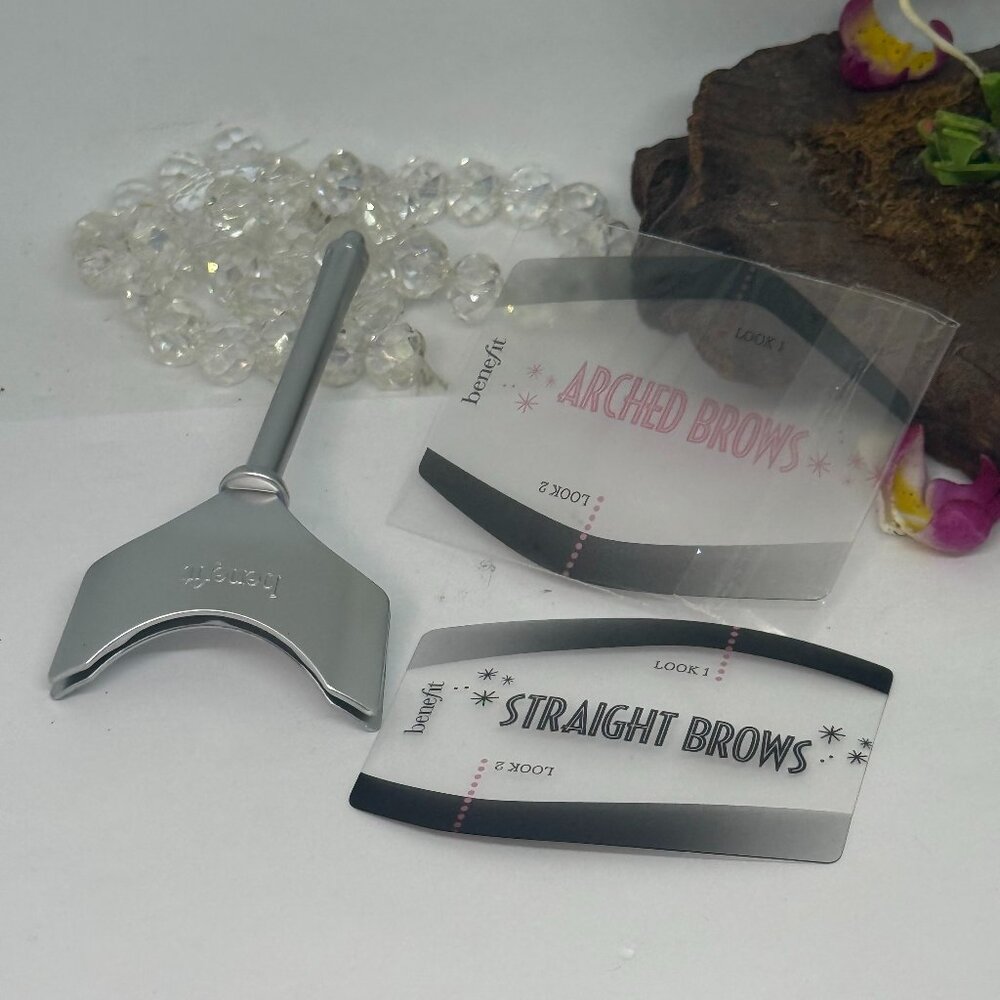 Benefit Straight/Arched Brows Shaping Stencils + Stencil Holder - 2 Diff Looks